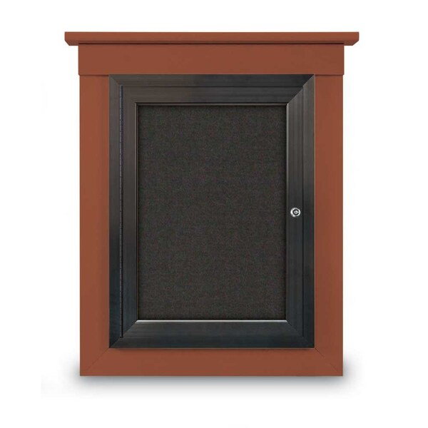 72"x48" 3-Door Enclosed Letterboard, Header, Black Vinyl/Cherry